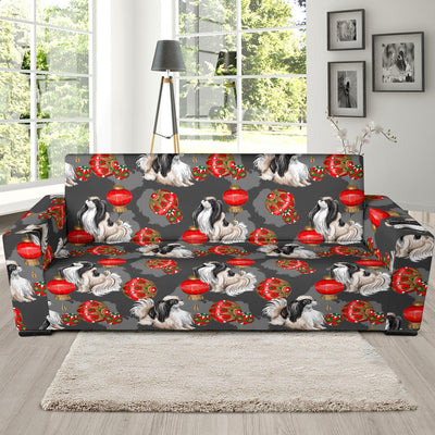 Japanese Chin Pattern Print Design 02 Sofa Slipcover