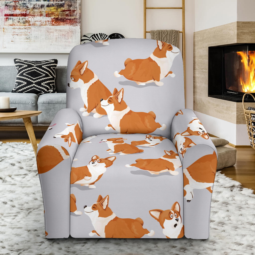 Pembroke Welsh Corgis Pattern Print Design A04 Recliner Slipcover with Pocket