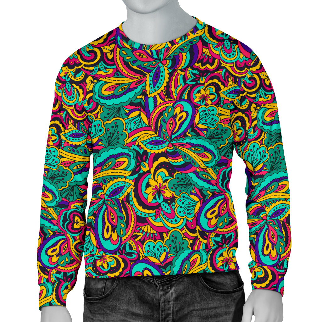 Psychedelic Trippy Floral Design Men Long Sleeve Sweatshirt