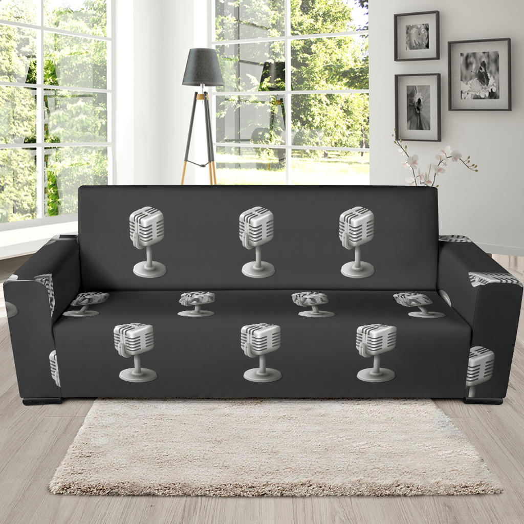 Microphone Vintage Pattern Print Design 01 Sofa Slipcover