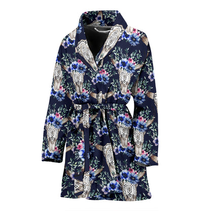 Buffalo Head Print Design LKS402 Women Bathrobe