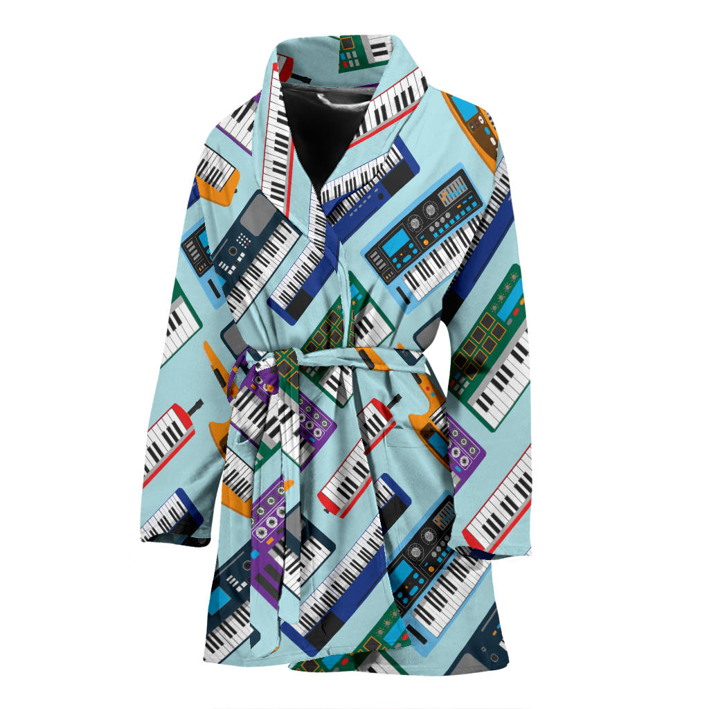 Synthesizer Pattern Print Design 02 Women Bathrobe