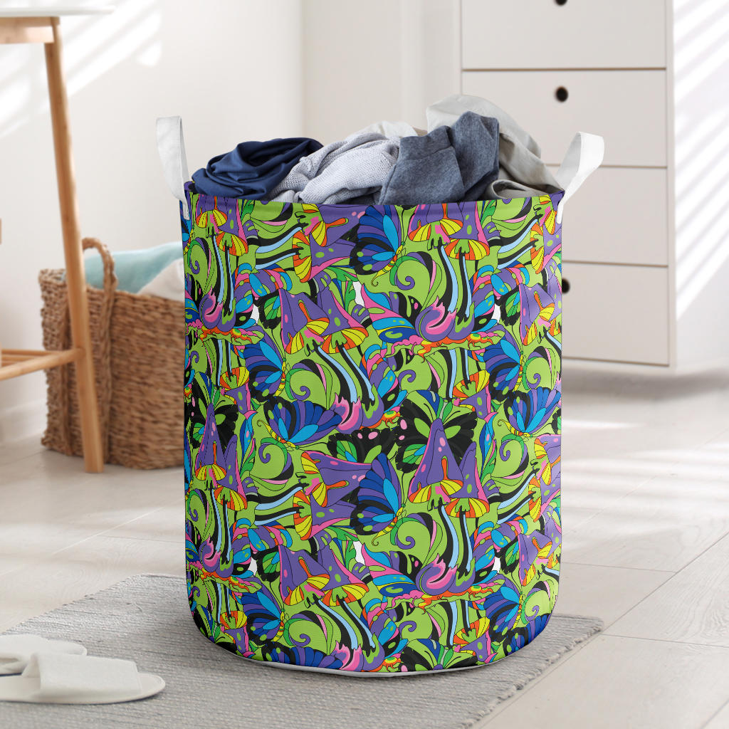 Psychedelic Trippy Mushroom Themed Laundry Basket