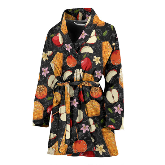 Apple Pie Pattern Print Design 01 Women Bathrobe