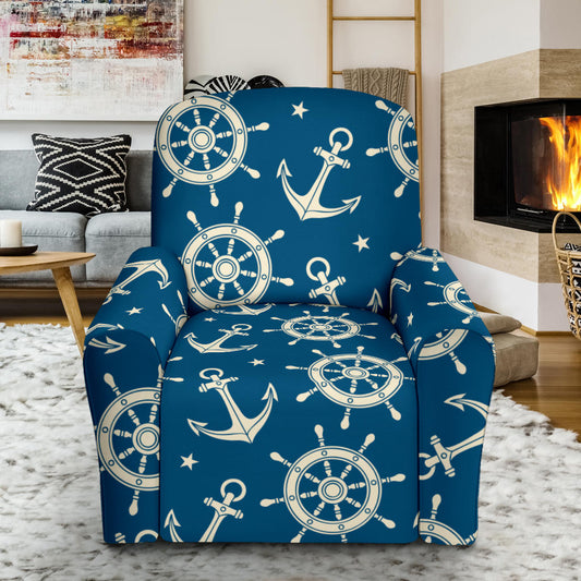 Anchor Pattern Print Design 01 Recliner Slipcover with Pocket