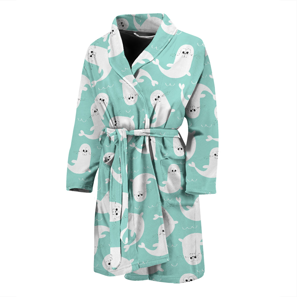 Sea Lion Print Design LKS401 Men Bathrobe