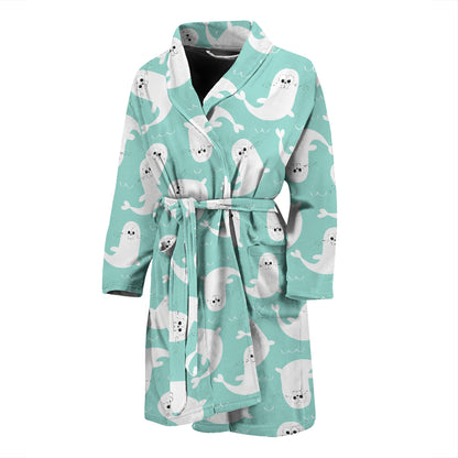 Sea Lion Print Design LKS401 Men Bathrobe