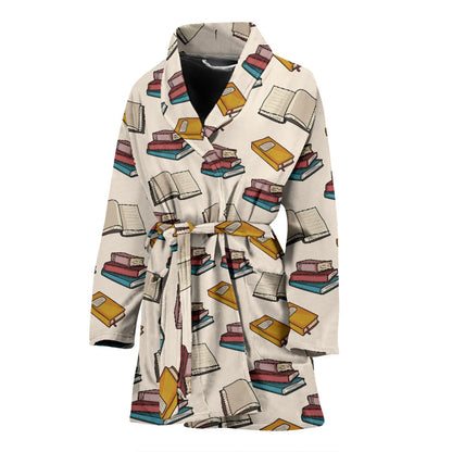 Book Pattern Print Design 04 Women Bathrobe
