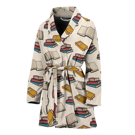 Book Pattern Print Design 04 Women Bathrobe