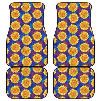 Sunflower Hand Drawn Style Print Car Floor Mats Front Back