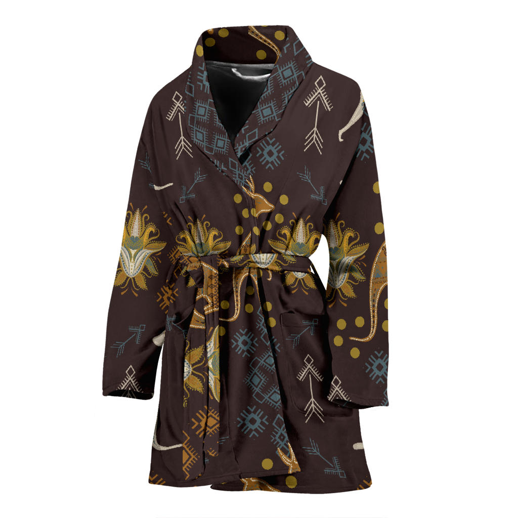 Kangaroos Pattern Print Design 03 Women Bathrobe