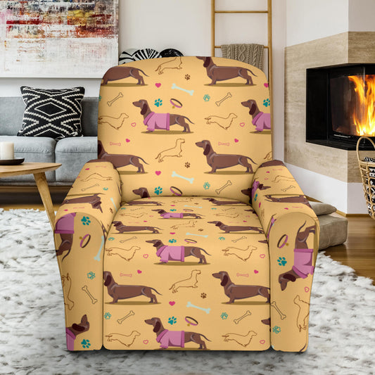 Dachshund Pattern Print Design 07 Recliner Slipcover with Pocket