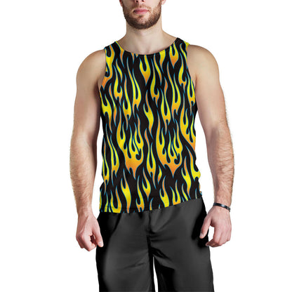 Flame Fire Yellow Pattern Men Tank Top