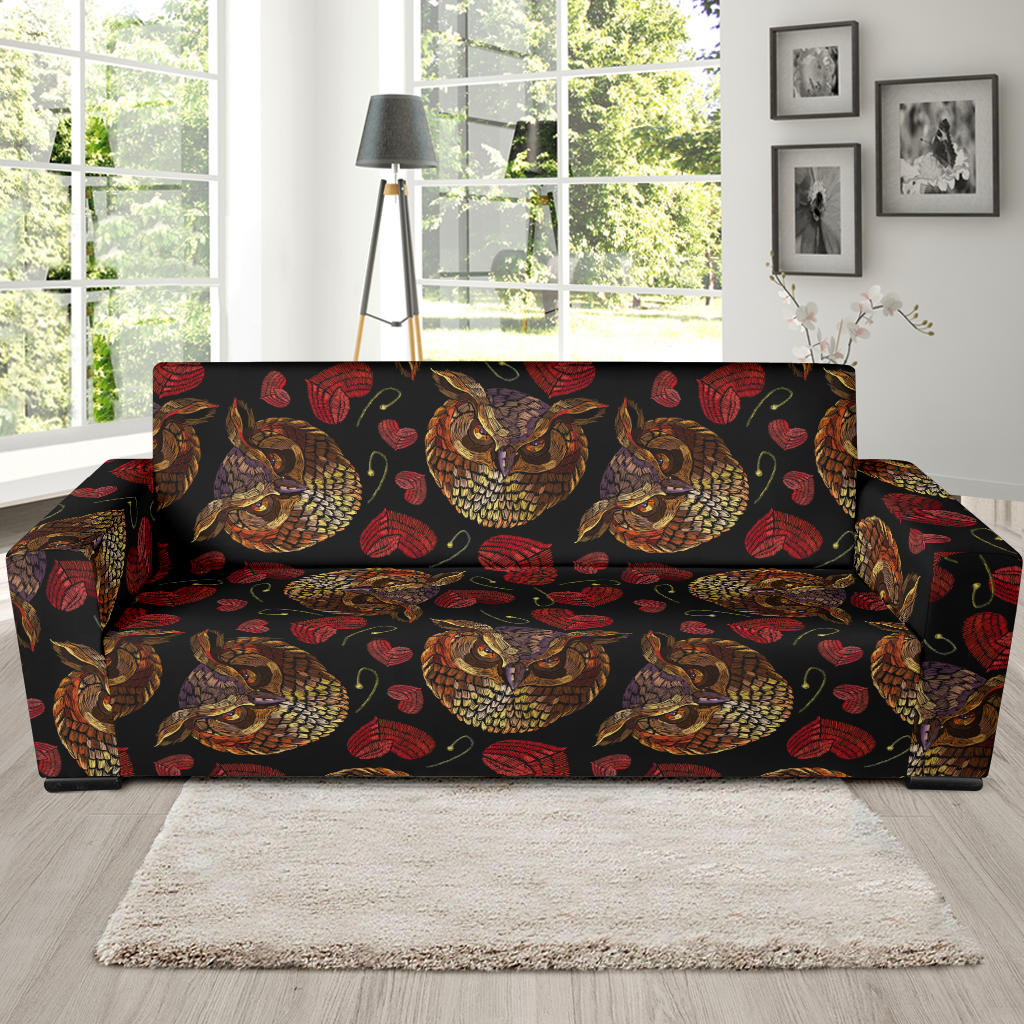 Owl Pattern Print Design A08 Sofa Slipcover