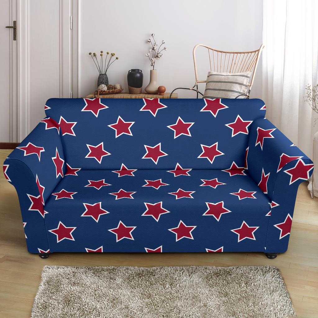 Star Red Blue Print Design LKS301 Loveseat Couch Slipcover