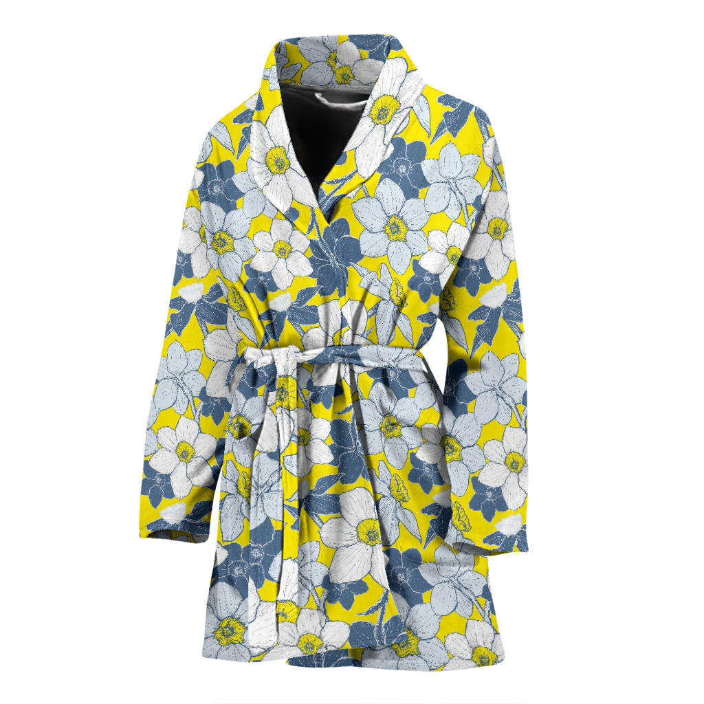 Daffodils Pattern Print Design 01 Women Bathrobe