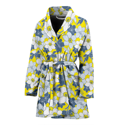 Daffodils Pattern Print Design 01 Women Bathrobe