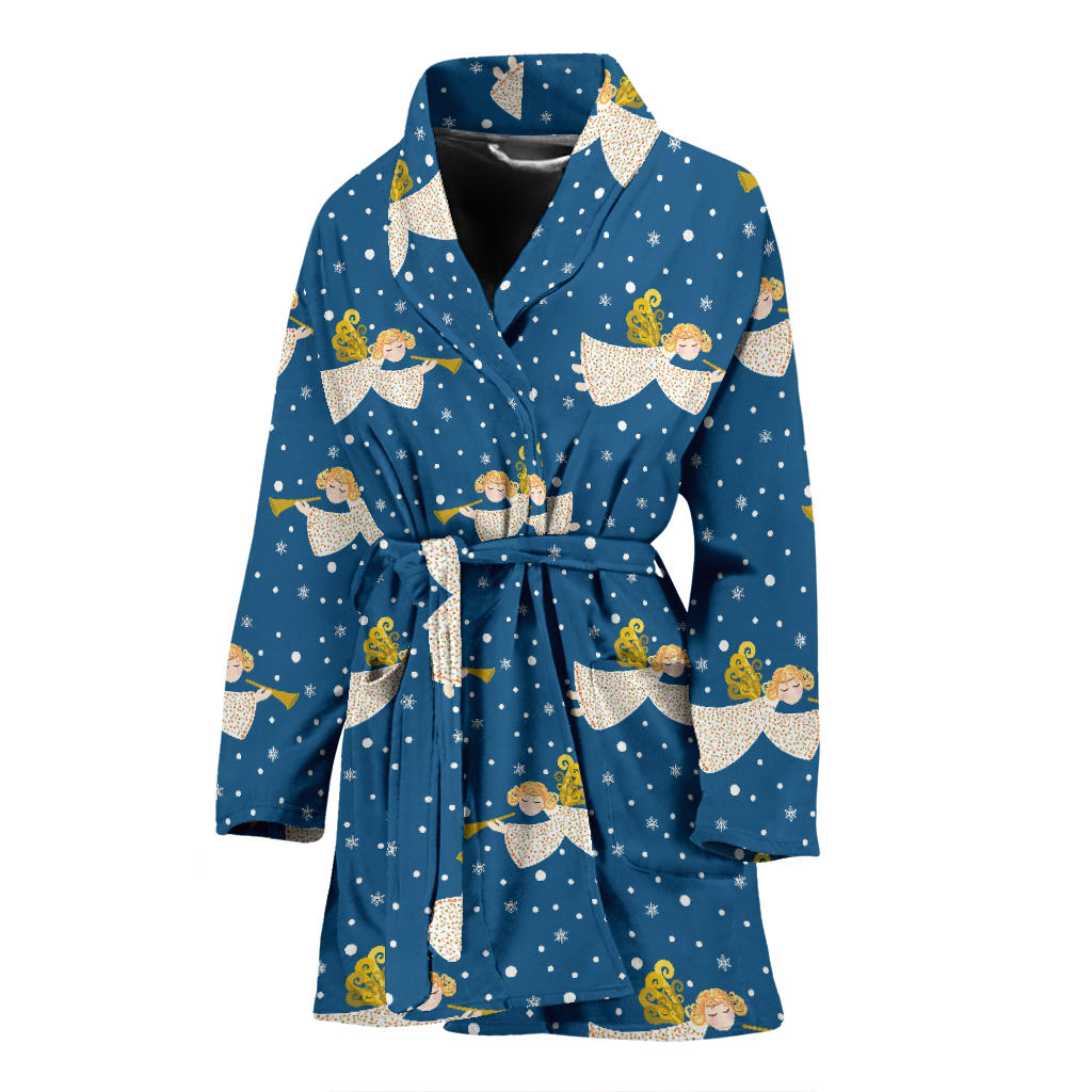 Angel Pattern Print Design 08 Women Bathrobe