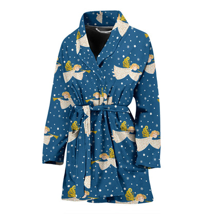Angel Pattern Print Design 08 Women Bathrobe