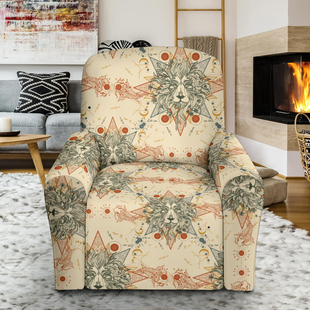 Leo Pattern Print Design 02 Recliner Slipcover with Pocket