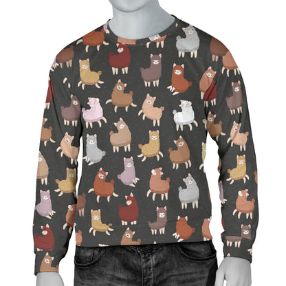 Alpaca Cute Design Themed Print Men Long Sleeve Sweatshirt