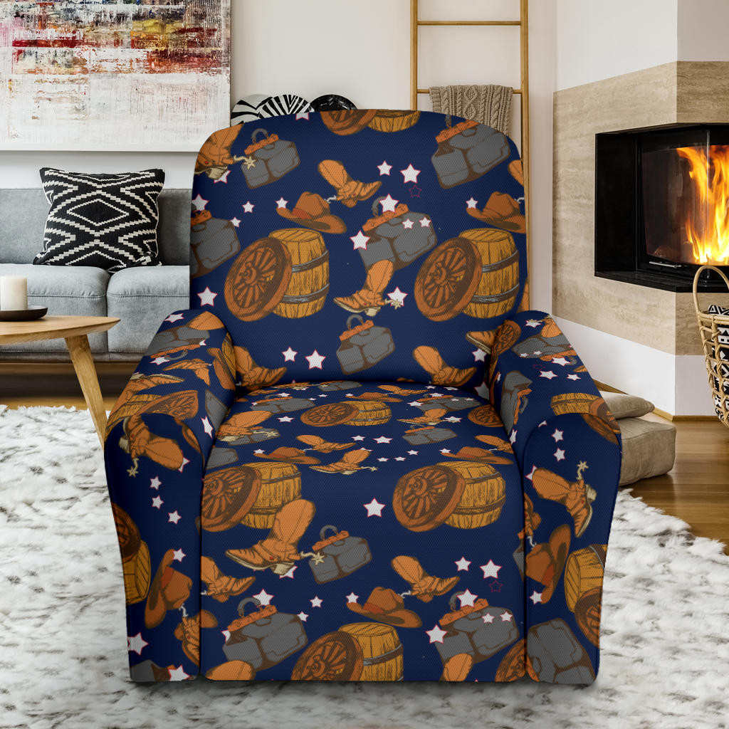 Cowboy Pattern Print Design 03 Recliner Slipcover with Pocket