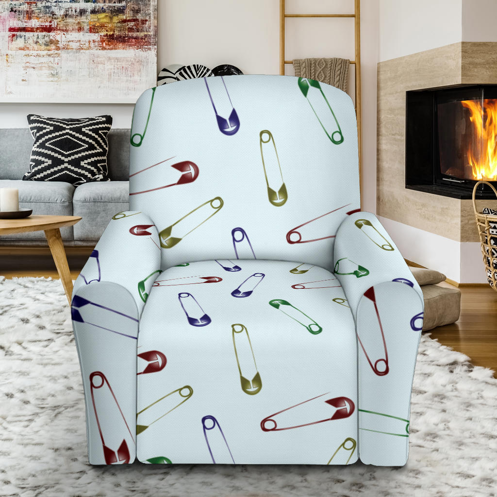 Safety Pin Print Design LKS303 Recliner Slipcover with Pocket