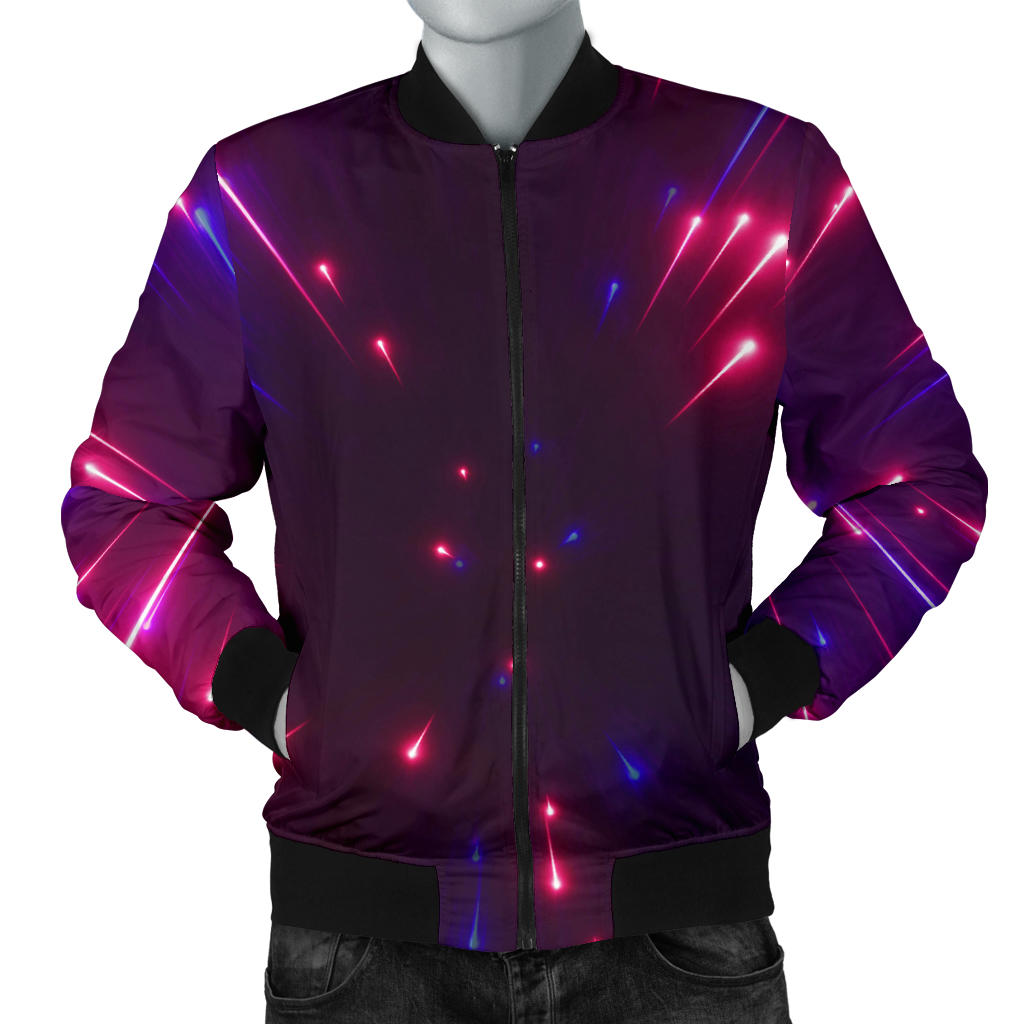 Celestial Purple Blue Neon Speed Light Men Bomber Jacket