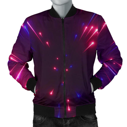 Celestial Purple Blue Neon Speed Light Men Bomber Jacket