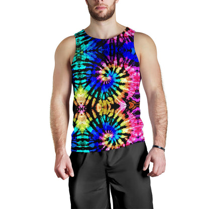 Tie Dye Rainbow Design Print Men Tank Top