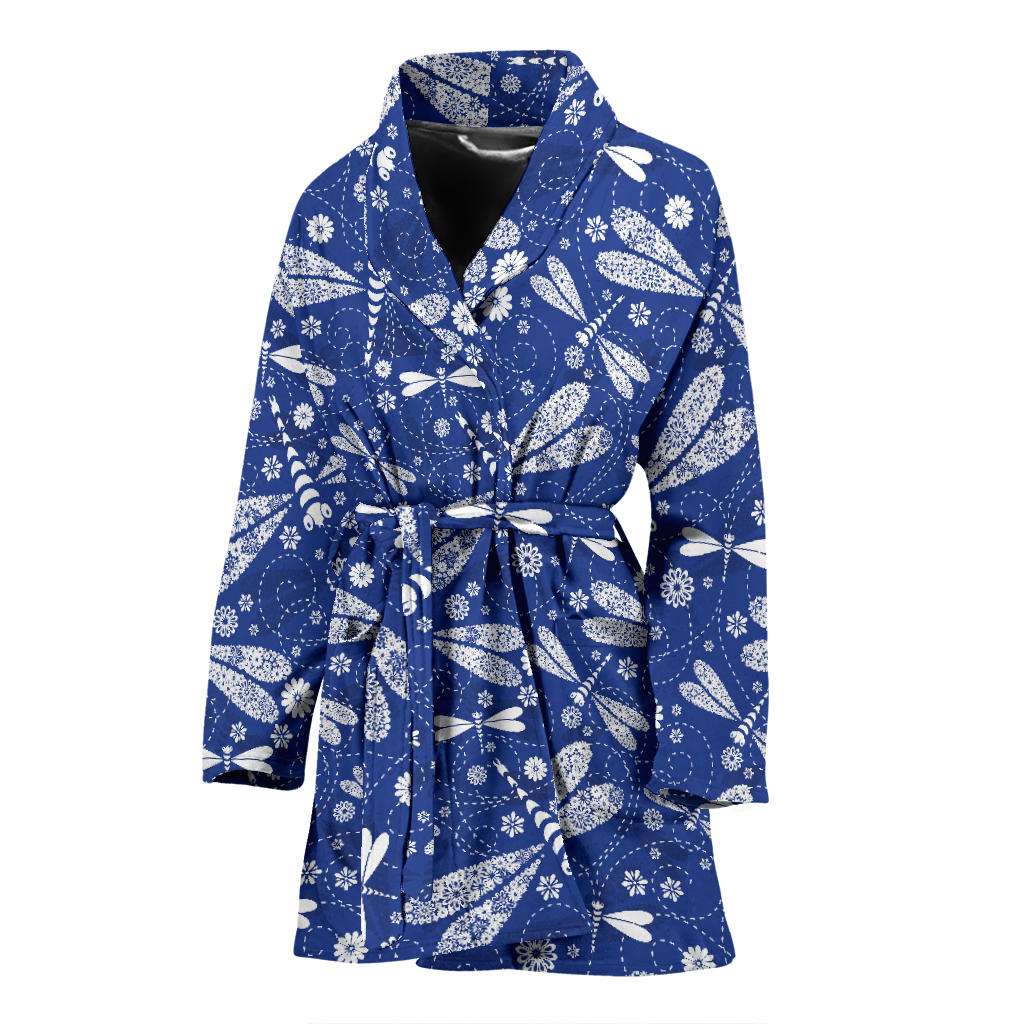 Dragonfly Pattern Print Design 03 Women Bathrobe