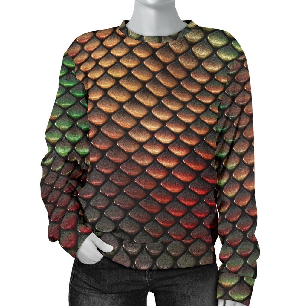 Snake Skin Colorful Print Women Long Sleeve Sweatshirt