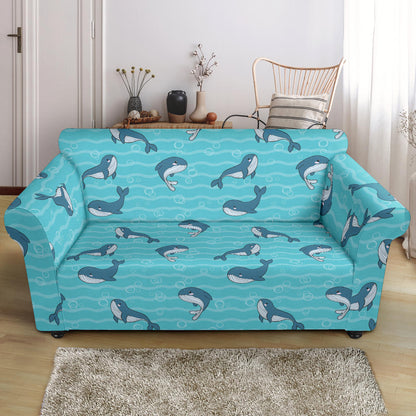 Whale Print Design LKS303 Loveseat Couch Slipcover