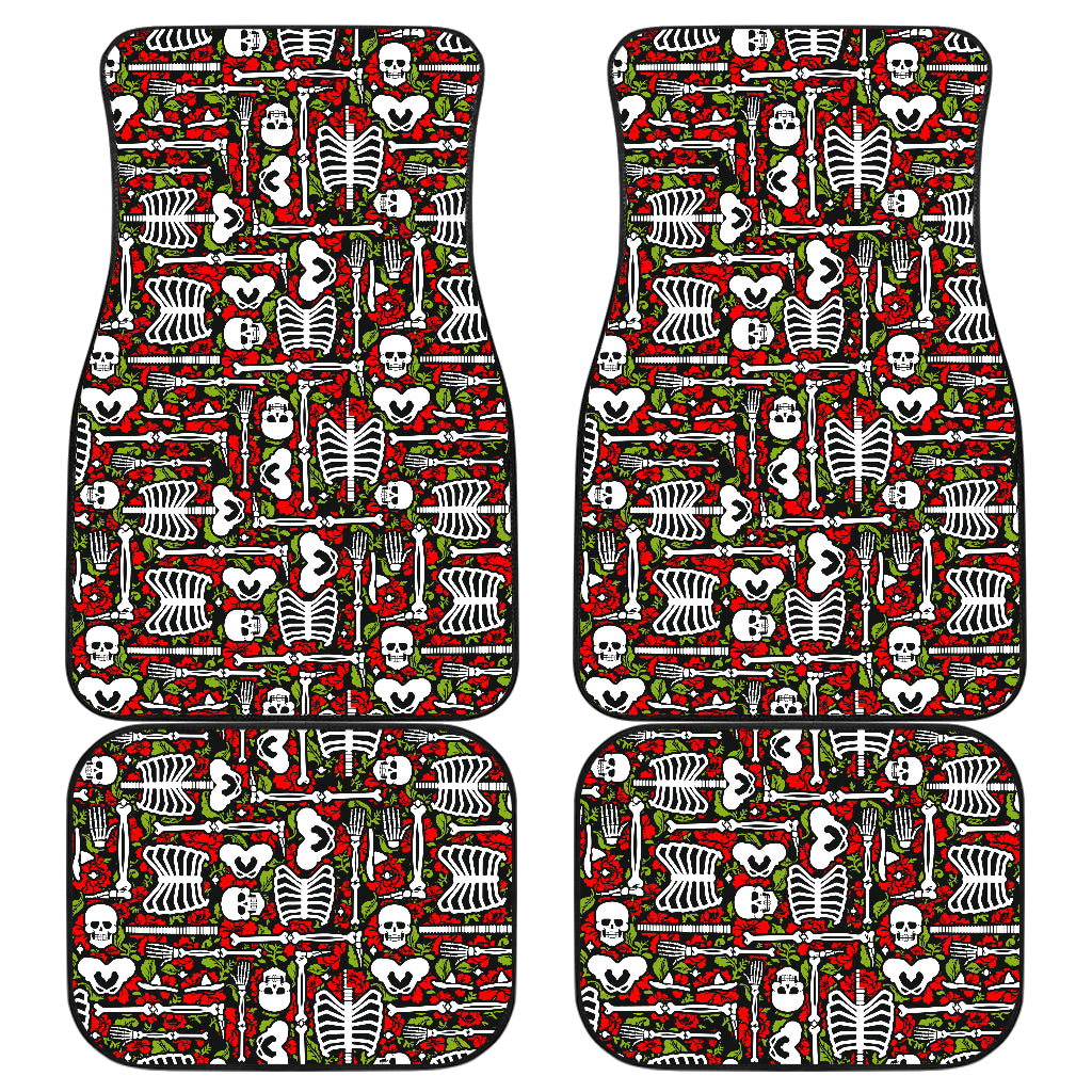 Skeleton Pattern Print Car Floor Mats Front Back