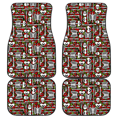 Skeleton Pattern Print Car Floor Mats Front Back