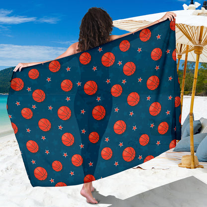 Basketball Pattern Print Design 02 Sarong Pareo Wrap