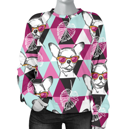 Chihuahua Cute Triangle Pattern Women Long Sleeve Sweatshirt