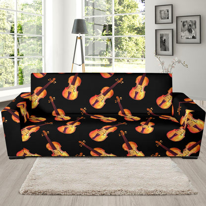 Violin Pattern Print Design 04 Sofa Slipcover