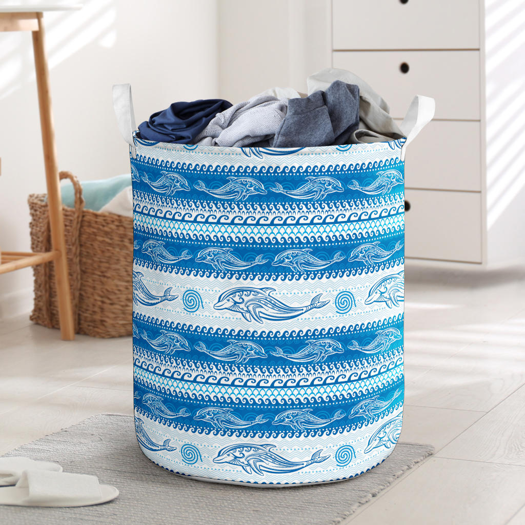 Dolphin Tribal Print Pattern Laundry Basket