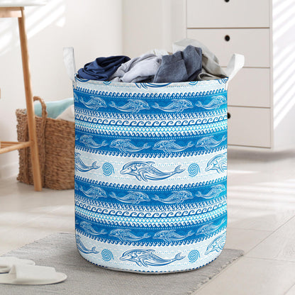 Dolphin Tribal Print Pattern Laundry Basket