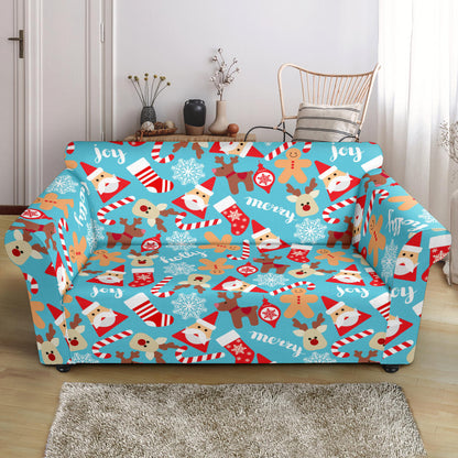 Santa Christmas Themed Print Design LKS306 Loveseat Couch Slipcover