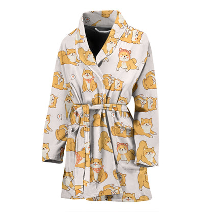 Shiba Inu Print Design LKS308 Women Bathrobe