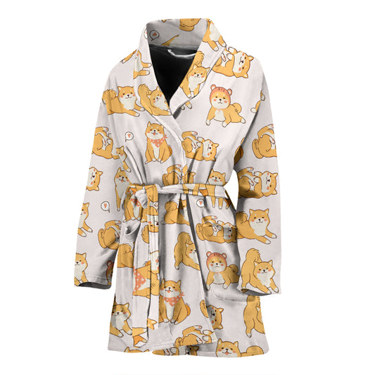 Shiba Inu Print Design LKS308 Women Bathrobe