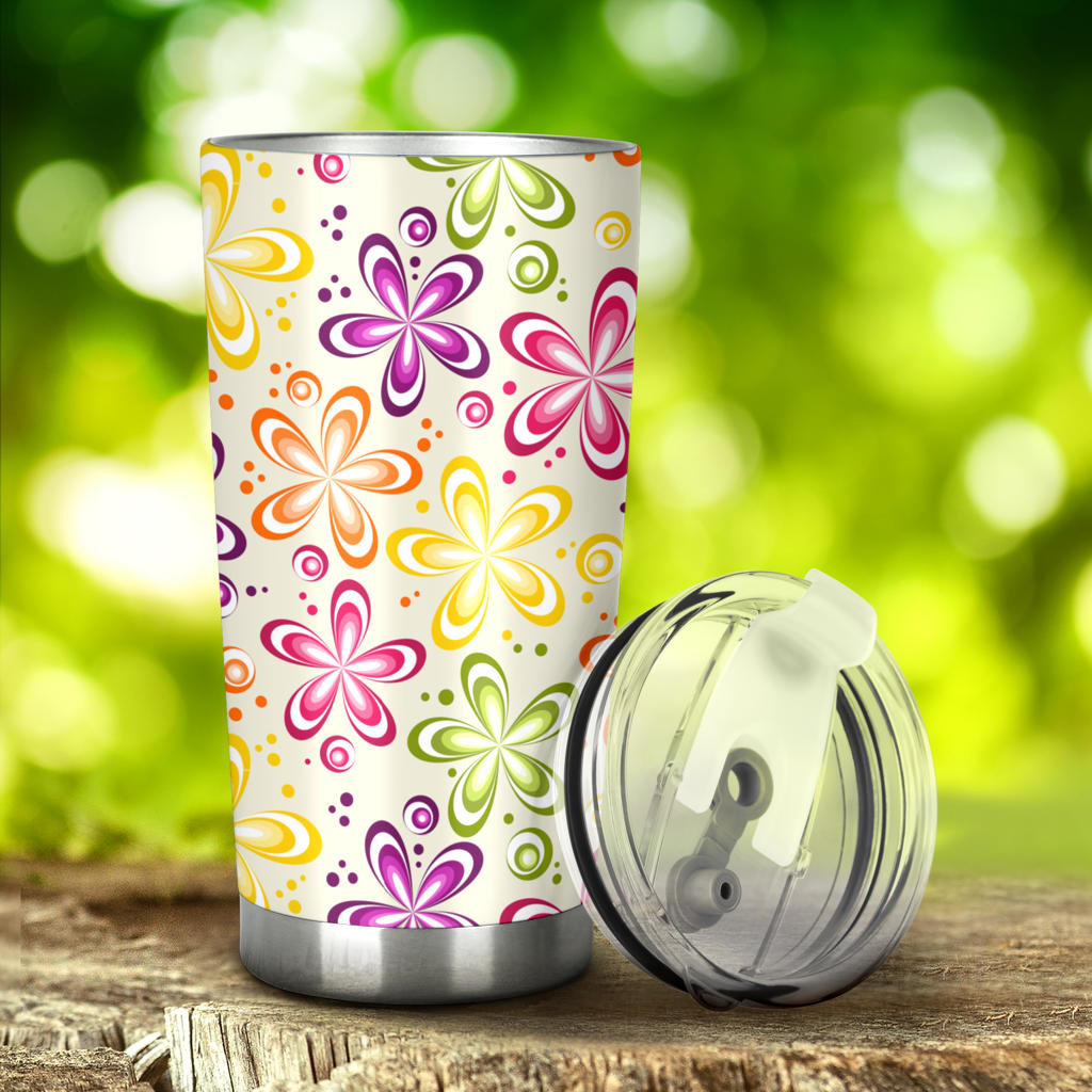 Flower Power Colorful Design Print Tumbler