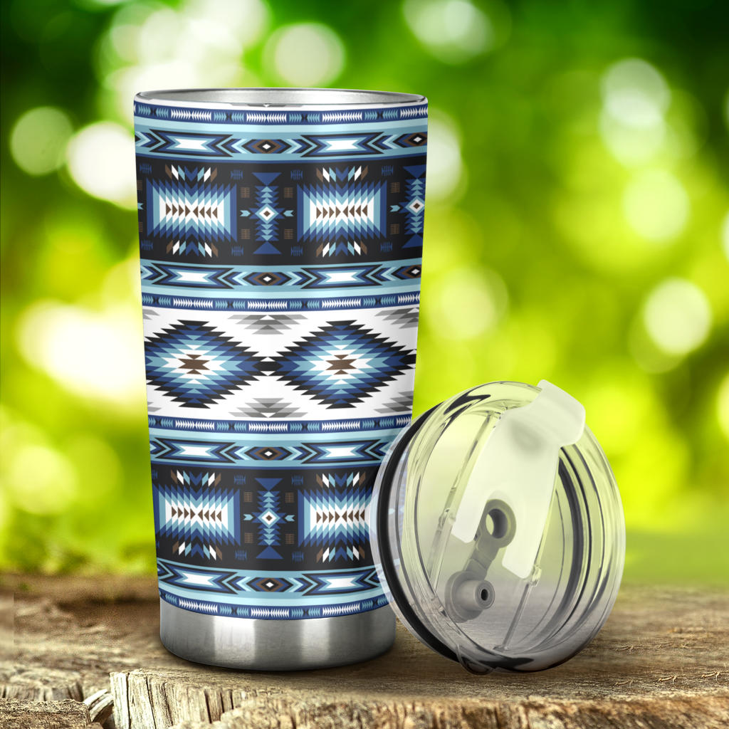 Navajo Dark Blue Print Pattern Tumbler
