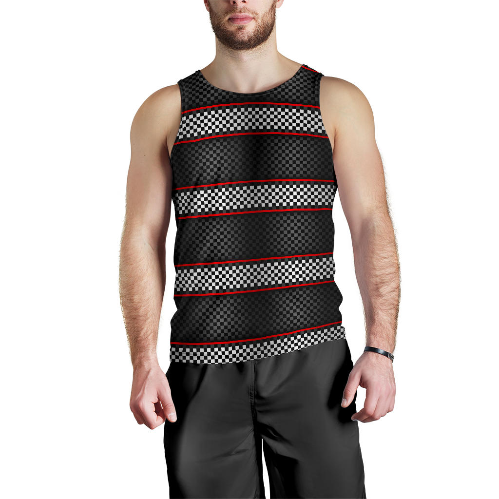 Checkered Flag Red Line Style Men Tank Top