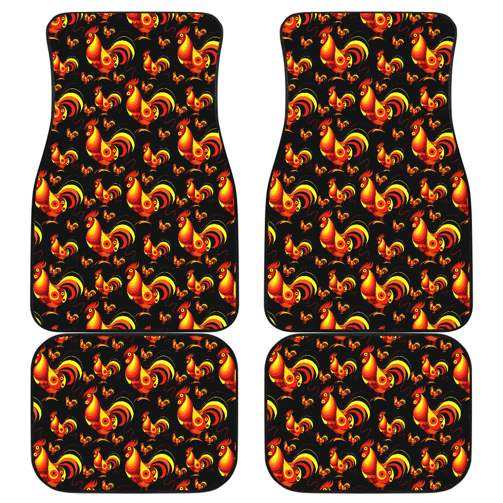 Rooster Print Themed Car Floor Mats Front Back
