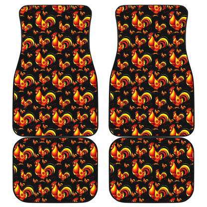 Rooster Print Themed Car Floor Mats Front Back
