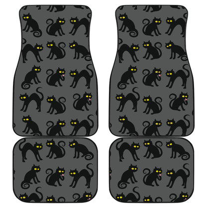 Black Cat Cute Print Pattern Car Floor Mats Front Back