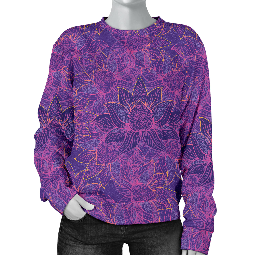 Bohemian Lotus Mandala Style Women Long Sleeve Sweatshirt